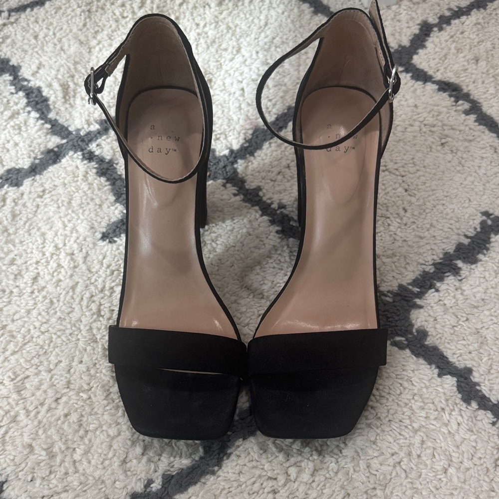 A New Day Black Ankle Strap Heels